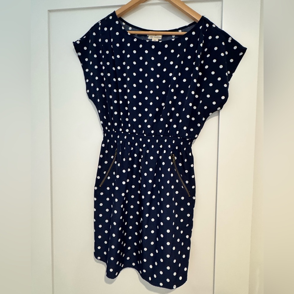 One Clothing Blue and White Polka Dot Dress